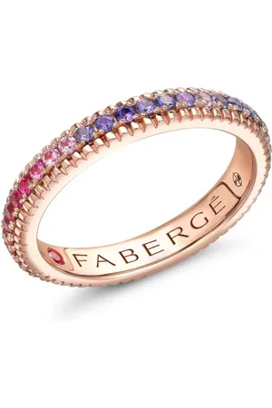 Faberge Colours of Love Rose Gold Rainbow Multicoloured Gemstone Fluted Eternity Ring