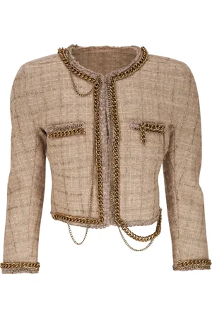 R13 Chain-detail tweed jacket