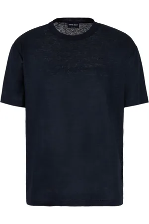 Giorgio Armani Logo-embroidery linen T-shirt