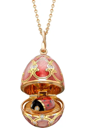 Faberge 18kt yellow gold Heritage Ladybird Surprise diamonds locket necklace