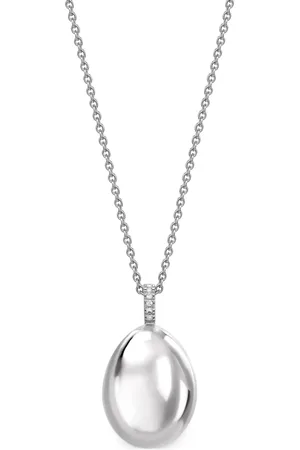 Faberge 18kt white gold Essence Egg pendant necklace
