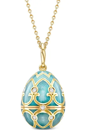 Faberge 18kt yellow gold Heritage Hen Surprise diamond locket necklace