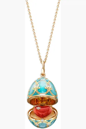 Faberge 18kt yellow gold Heritage Heart Surprise diamond locket necklace