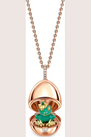 Faberge 18kt rose gold Essence Frog Surprise diamond locket necklace
