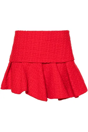 CHOCOOLATE logo-print pleated miniskirt - Red