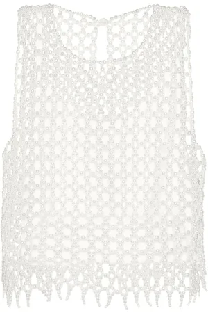 Maje Pearl-embellished crop top
