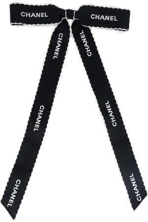 CHANEL 1990-2000 logo-embroidered ribbon brooch