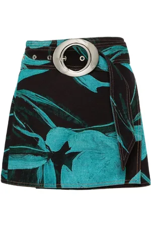 Louisa Ballou Floral-print denim miniskirt
