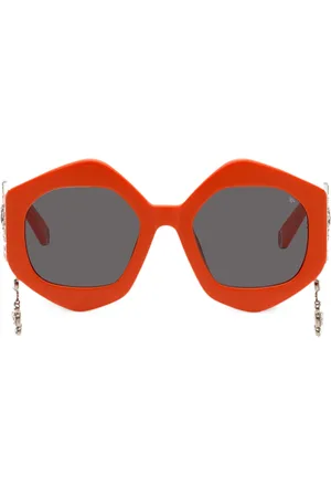 Philipp Plein Skull-charm hexagon-frame sunglasses