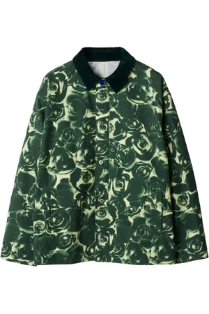 Burberry Rose-print cotton shirt jacket