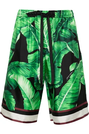 Dolce & Gabbana Leaves-print silk shorts