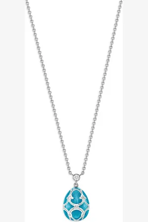 Faberge 18kt white gold Heritage Petite Egg diamond necklace