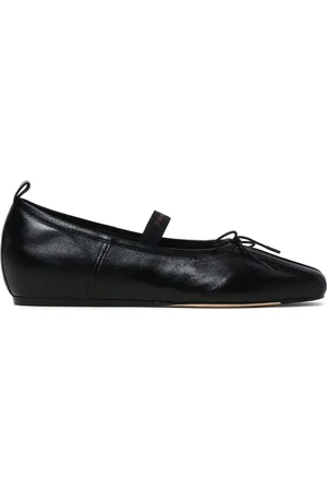 Simone Rocha Logo-strap leather ballerina shoes