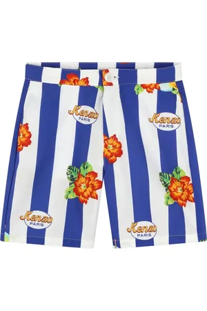 Kenzo Logo-print striped cotton shorts