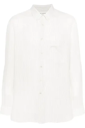 Saint Laurent Logo-embroidered striped shirt