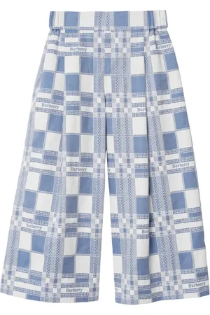 Burberry Checked wide-leg cotton trousers