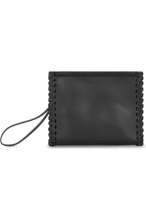 Etro Medium whipstich-detail leather clutch bag