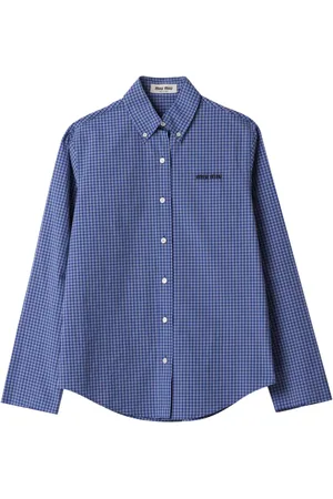 Miu Miu Logo-embroidered checked shirt