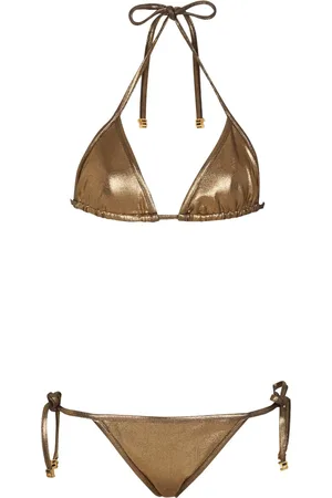 Balmain Metallic triangle bikini set