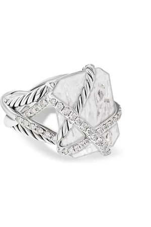 David Yurman Sterling silver Cable Wrap crystal and diamond ring (18mm)