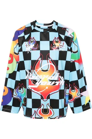 Liberal Youth Ministry Graphic-print checked sweatshirt