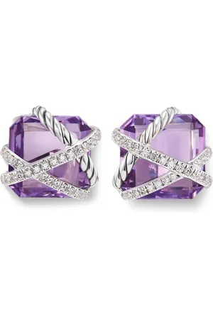 David Yurman Sterling silver Cable Wrap diamond stud earrings (12mm)