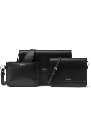 VERSACE Logo-appliqu?? leather shoulder bag
