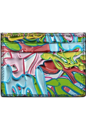 Philipp Plein Graffiti-print leather cardholder