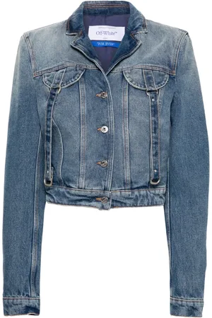 OFF-WHITE Strap-detailing cropped denim jacket