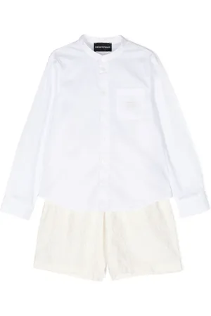 Emporio Armani Monogram-jacquard shorts set