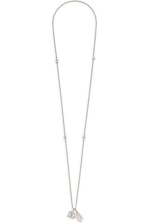 Dolce & Gabbana Logo-plaque pearl-pendant necklace