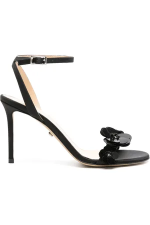 Mach & Mach Floral-appliqué satin sandals