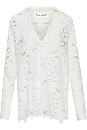 Oscar de la Renta Broderie-anglaise silk blouse