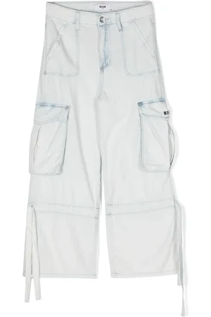 Msgm Logo-embroidered chambray jeans