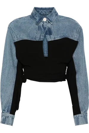 CHRISTOPHER ESBER Sevilla denim wrap cropped top