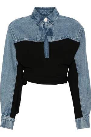 CHRISTOPHER ESBER Sevilla denim wrap cropped top