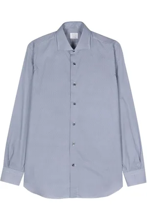 MAZZARELLI Geometric-pattern cotton shirt