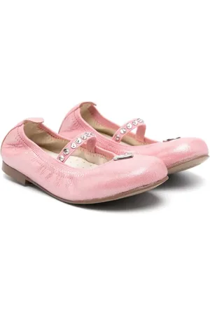MONNALISA Logo-plaque leather ballerina shoes