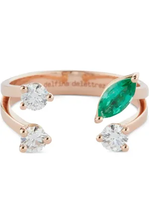 DELFINA DELETTREZ 18kt rose gold Dots emerald and diamond ring