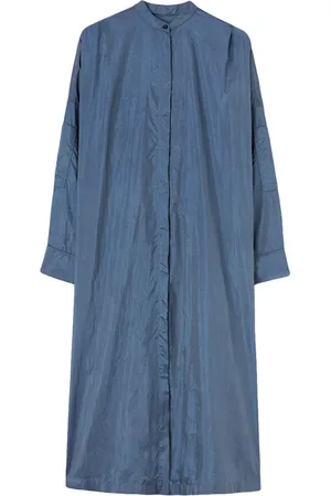 Jil Sander Belted collarless midi shirt dress