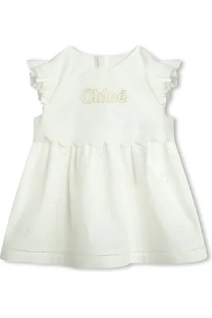 Chloé Logo-embroidered poplin babygrow set