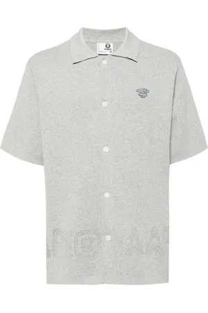 A Bathing Ape Logo-embroidered knitted shirt