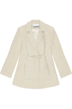 Ganni Tie-fastening textured blazer