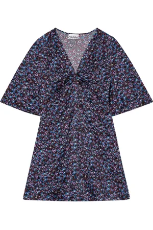 Ganni Satin V-neck minidress