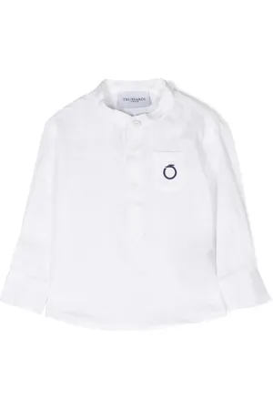 Trussardi Logo-embroidered linen shirt