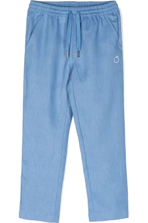 Trussardi Logo-embroidered linen trousers
