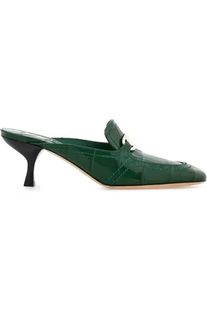 Salvatore Ferragamo 55mm crocodile-embossed buckled mules