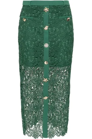 Self-Portrait Guipure-lace midi skirt