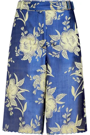 Etro Floral-jacquard belted shorts