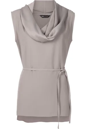 Uma Raquel Davidowicz Cowl-neck tied-waist blouse